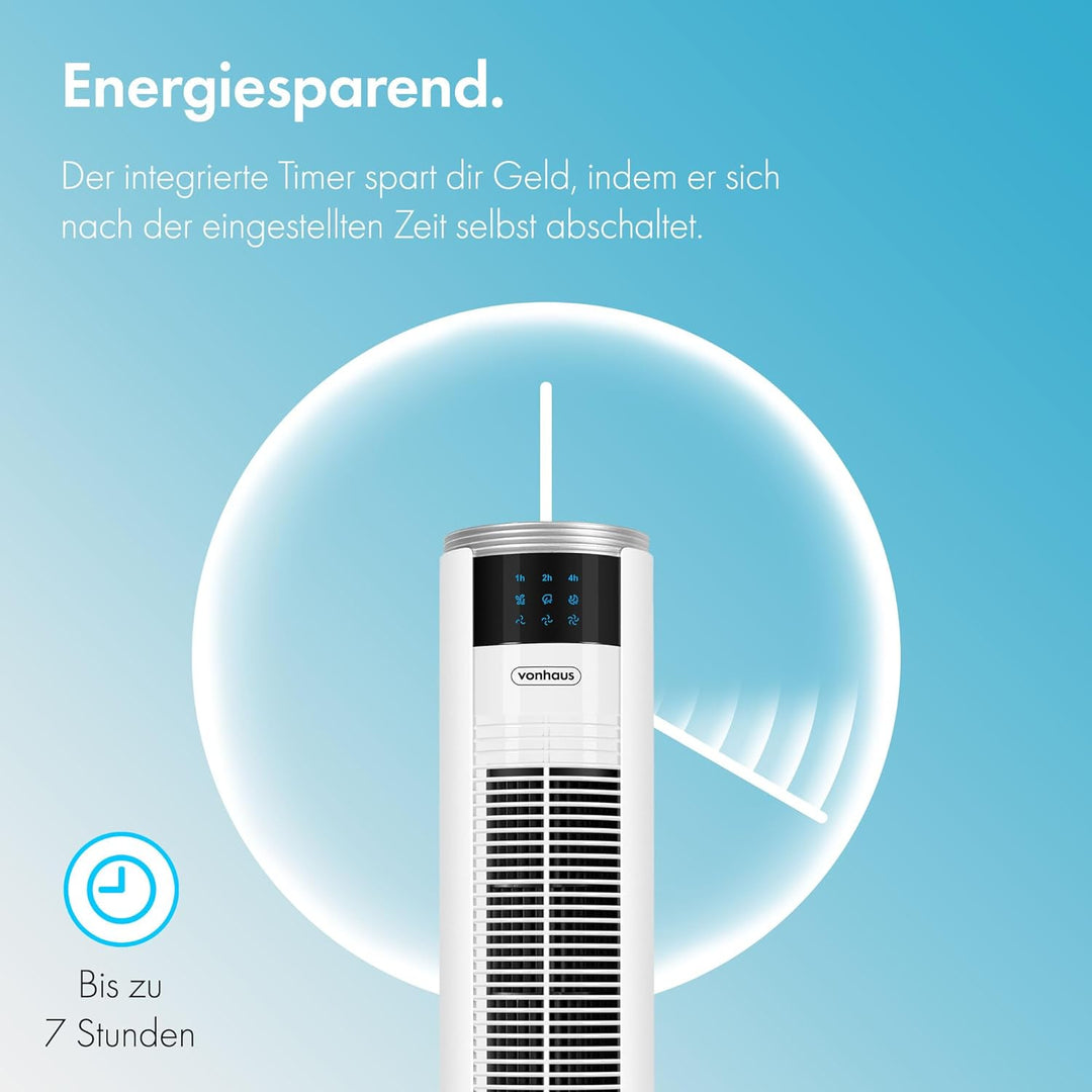 VonHaus 87 cm Turmventilator, Elektroventilator, Schwenkender Ventilator Leise für Jeden Raum, Venti