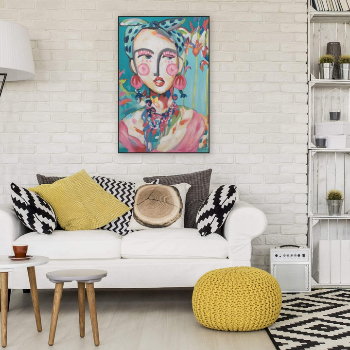 KunstLoft Leinwandbild | 100% HANDGEMALT | 60x90cm | Gemälde 'Frida in Trad' | Berühmte Personen | R