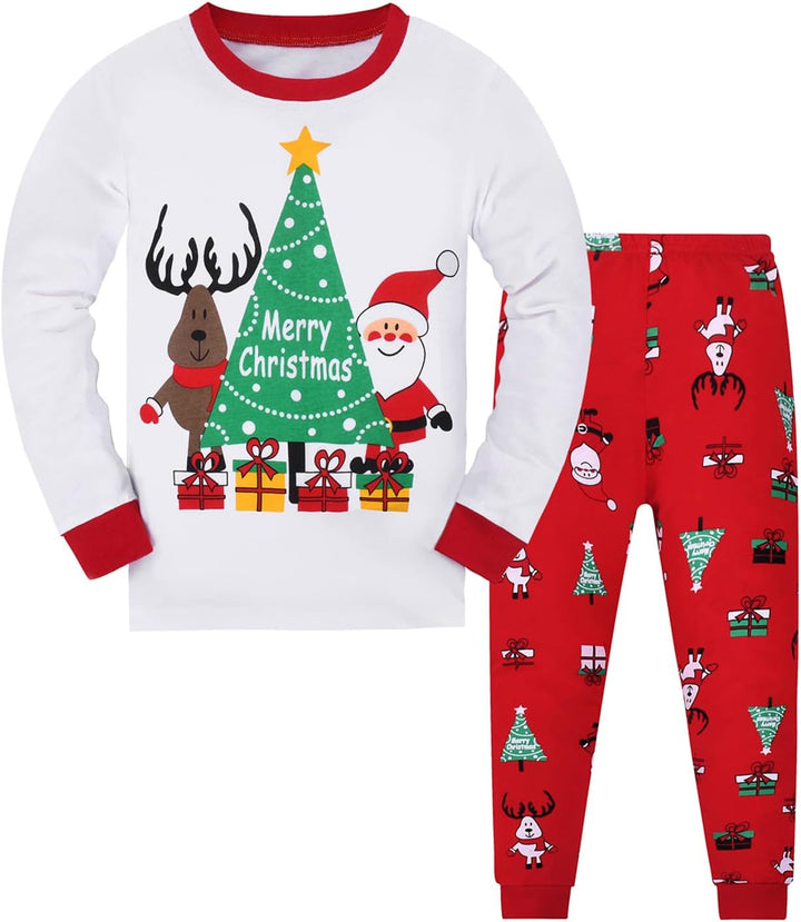 Codkkre Weihnachts Schlafanzug Kinder Unisex Jungen Mädchen Weihnachten Nachtwäsche Langarm Baumwoll