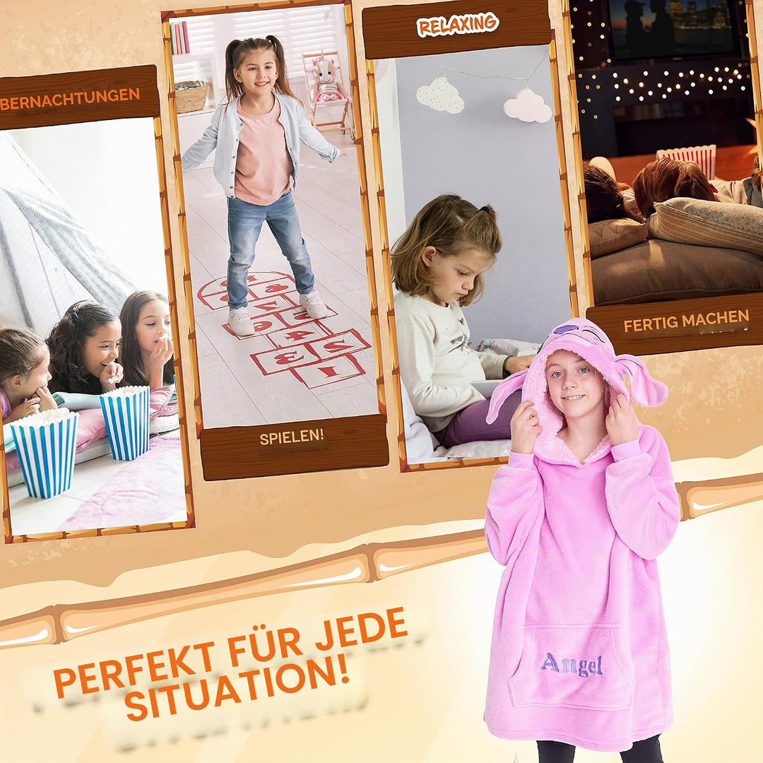 Disney Hoodie Decke Mädchen, Kuscheldecke mit Ärmeln, Fleece Kapuzenpullover, Hoodie Mädchen Geschen