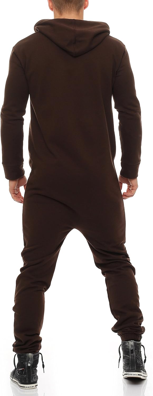 Gennadi Hoppe Herren Jumpsuit Onesie Jogger Einteiler Overall Slim Fit M Braun (Brown), M Braun (Bro