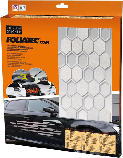Foliatec 33964 Car Design Sticker Hexagon, 32 x 130 cm, Silber Chrom Matt, silber chrom matt