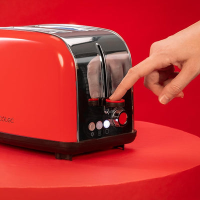 Cecotec Vertikaler Toaster Toastin' time 850 Red, 850W, Doppelter Kurzschlitz und breiter Schlitz vo