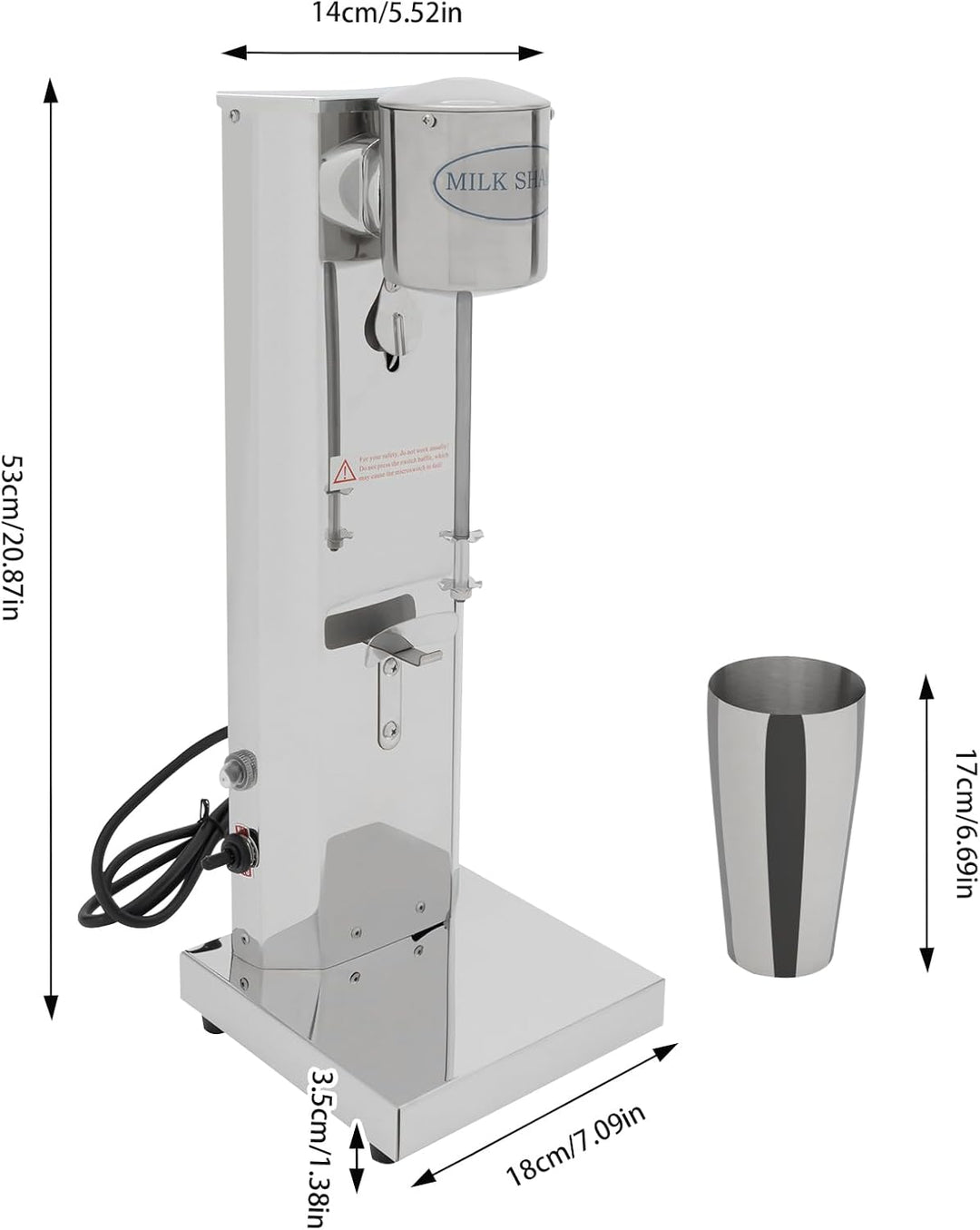 180W Milchshake Maschine 650ml Elektrischer Standmixer für Smoothies, Cocktails, Milchshakes Getränk