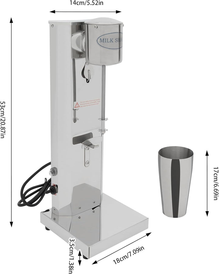 180W Milchshake Maschine 650ml Elektrischer Standmixer für Smoothies, Cocktails, Milchshakes Getränk