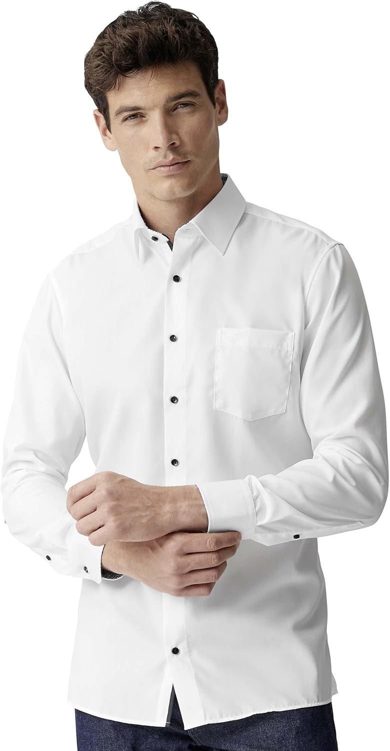 CASAMODA Businesshemd Uni Comfort Fit Standard 38 Weiss, Standard 38 Weiss