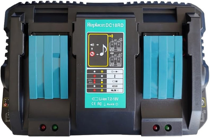 18V DC18RD Dual Ports Ladegerät Ersatz für Makita 14.4V-18V Lithium-Ionen Akku BL1415 BL1430 BL1830