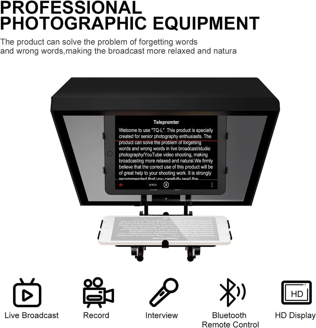 GVM Teleprompter für Tablet DSLR Kamera Smartphone, Tragbares 18'' Teleprompter Kit mit Fernbedienun