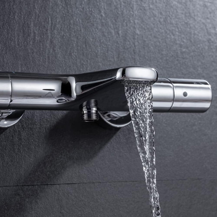 ONECE Thermostat Duscharmatur für Badewanne und Dusche, Badewannenarmatur mit Wasserfall Auslauf, Th
