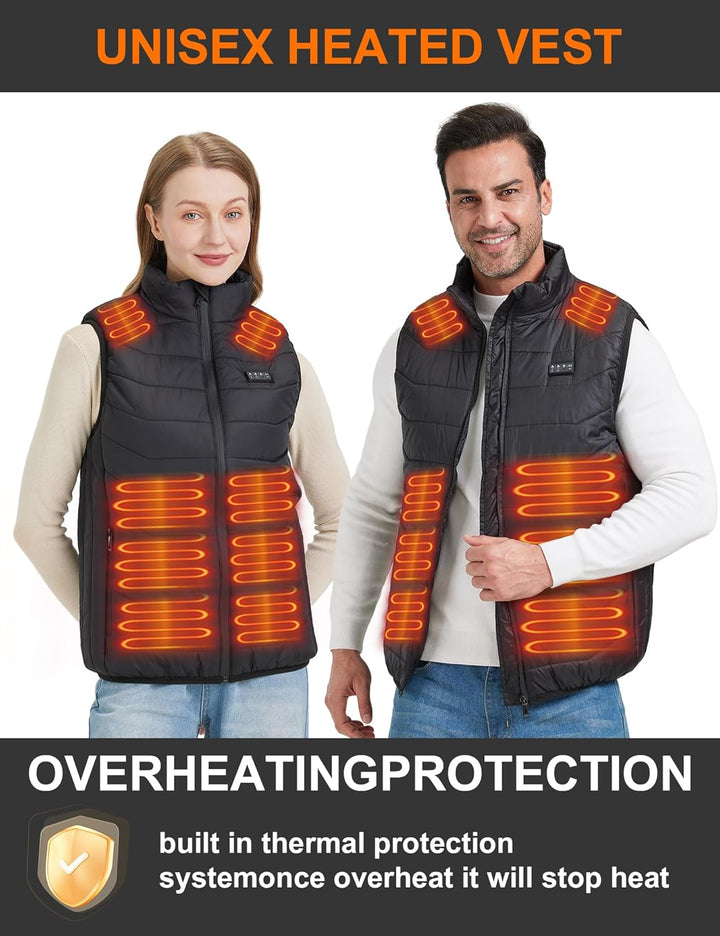 Beheizbare Weste Herren und Damen with 26 Heizbereiche – Heizweste with Kompatibel mit 5V/7.4V, schn