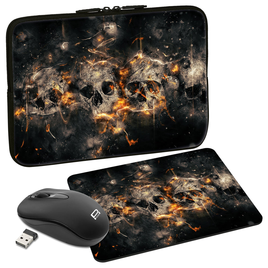 PEDEA Design Schutzhülle Notebook Tasche bis 13,3 Zoll (33,7cm) mit Mauspad und schnurloser Maus, Sk
