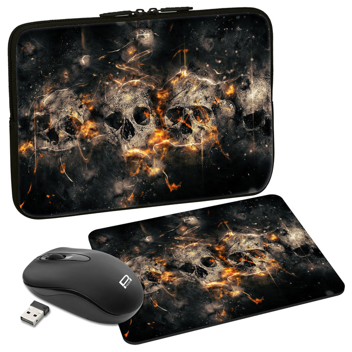 PEDEA Design Schutzhülle Notebook Tasche bis 13,3 Zoll (33,7cm) mit Mauspad und schnurloser Maus, Sk