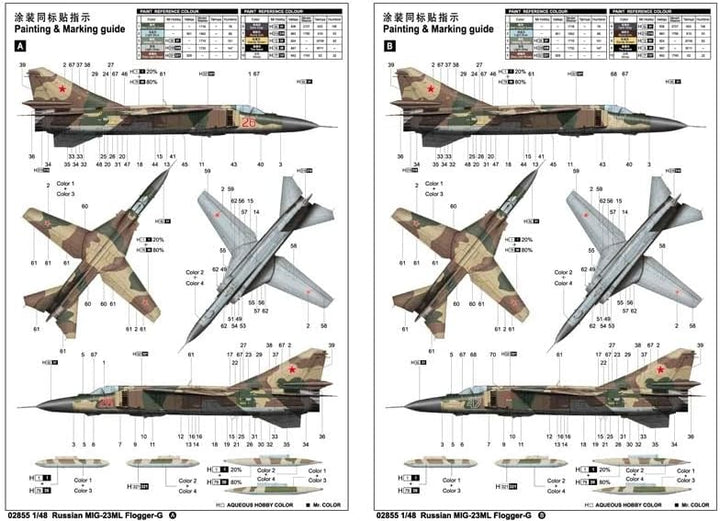 Trumpeter 02855-1/48 MIG 23ML Flogger-G Flugzeug