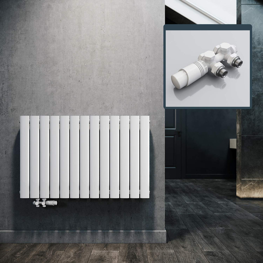 ELEGANT Design Heizkörper Horizontal mit Weiss Multiblock 630x1001mm Einlagig Weiss Badezimmer/Wohnr