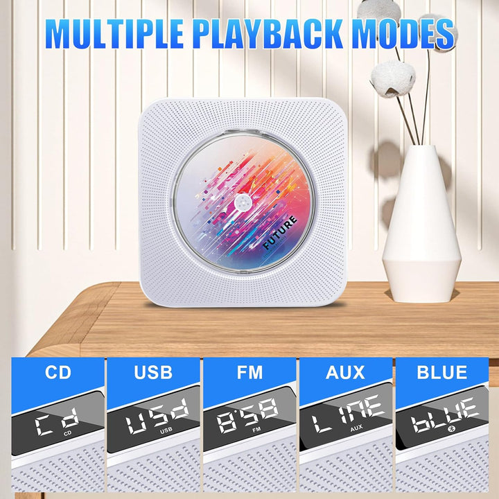 CD-Player Tragbar mit Bluetooth, HoneTeek CD-Player für Zuhause mit Lautsprecher, Persönlicher CD-Pl