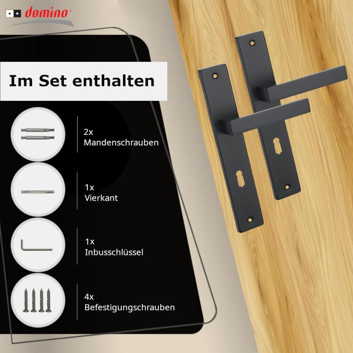 domino Türgriff 72 Drückergarnitur BB-Buntbart Set | Langschildgarnitur | Türklinke für Zimmertür, B