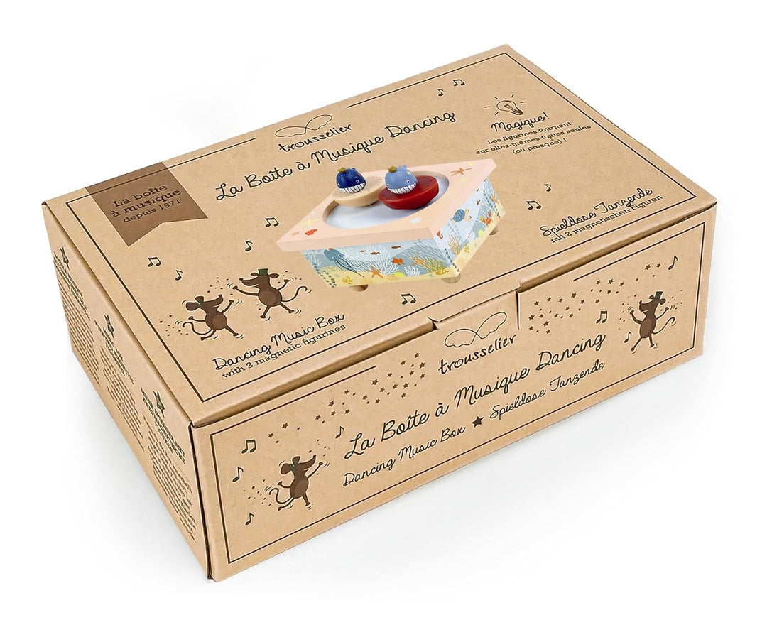 Trousselier 6260412 Spieluhr mit tanzenden Figuren für Kinder, Wale, magnetisch, Musikbox, Musikspie