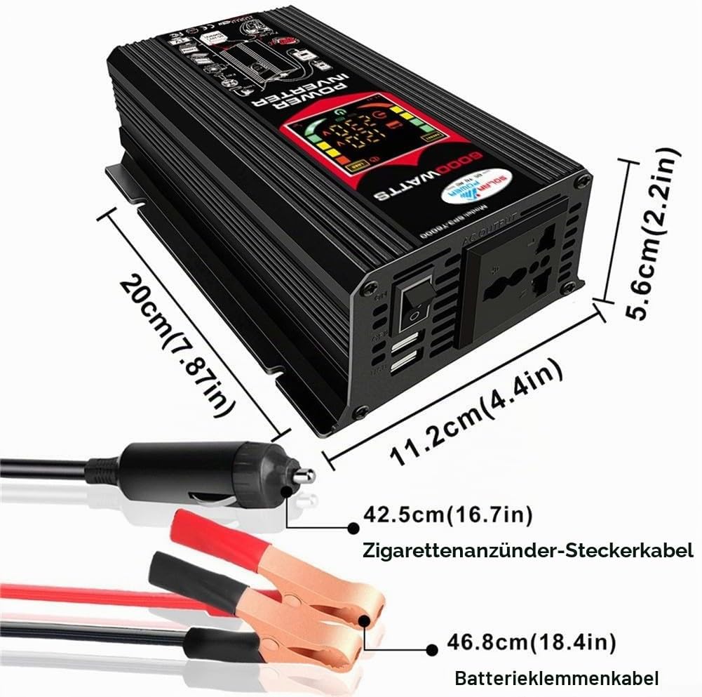 Grid-Tie Inverter 6000 W DC 12 V auf AC 110 V Auto Spannungswandler Ladegerät Adapter Dual USB