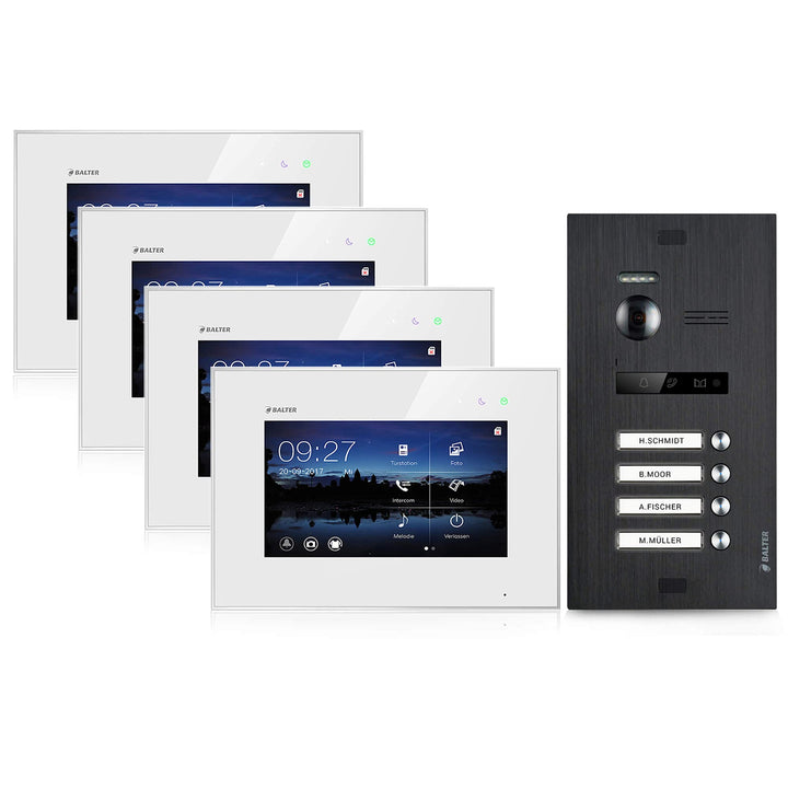 Balter EVO Video-Türsprechanlage ? Touchscreen 7 Zoll Monitor ? Türstation Schwarz ? Klingel ? 2-Dra