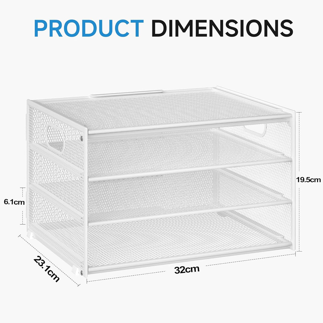 Marbrasse Schreibtisch Organizer,4-Stufiges Metall Netz-Briefablage mit Griff,Zeitungsordner,Papier