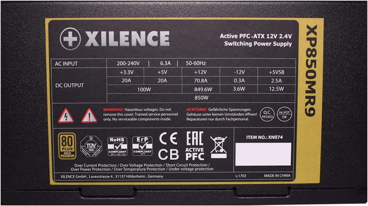 Xilence XP850MR9 850W PC Netzteil, Semi Modular, 80+ Gold, Gaming, ATX, rot/schwarz