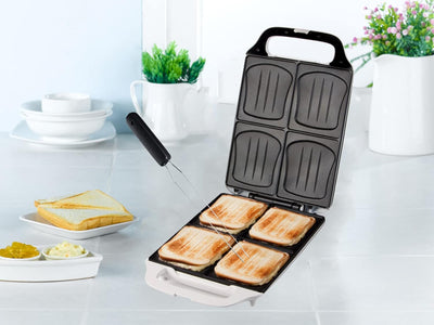 XXL Familien Sandwichmaker 4er Toaster in Muschelform 27 x 32 cm, 1800Watt