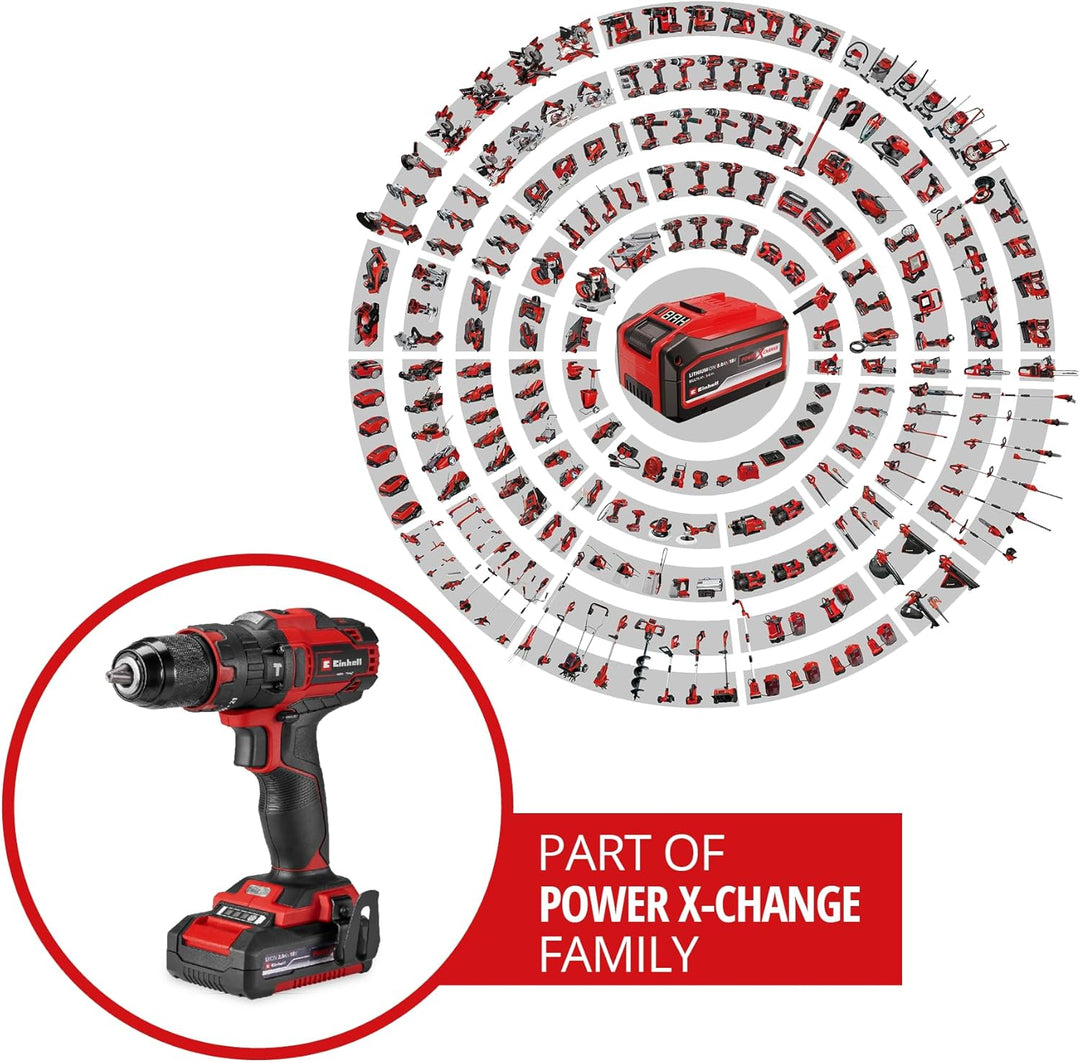 Einhell Akku-Schlagbohrschrauber-Set TE-CD 18/40 Li-i +64 (1x 2,0 Ah) Power X-Change (18 V, 40 Nm, S