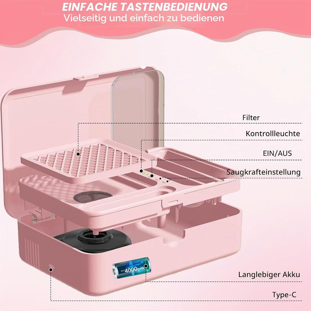 Nagelstaubsauger mit Elektrischer Nagelfräser, Professioneller Nagelbohrer und Staubabsauger 2-in-1,