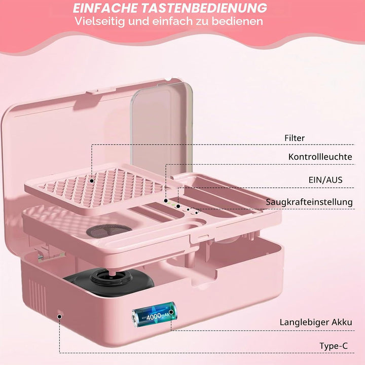 Nagelstaubsauger mit Elektrischer Nagelfräser, Professioneller Nagelbohrer und Staubabsauger 2-in-1,