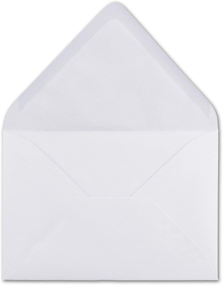 250 Brief-Umschläge - Hoch-Weiss - DIN C6-114 x 162 mm - Kuverts mit Nassklebung ohne Fenster für Gr