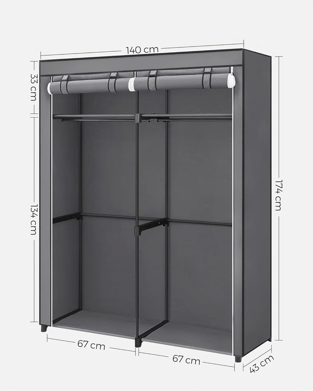 SONGMICS Aufbewahrungsschrank, tragbar, mit Aufhängestange, faltbar, Garderobe, Schlafzimmer, Arbeit