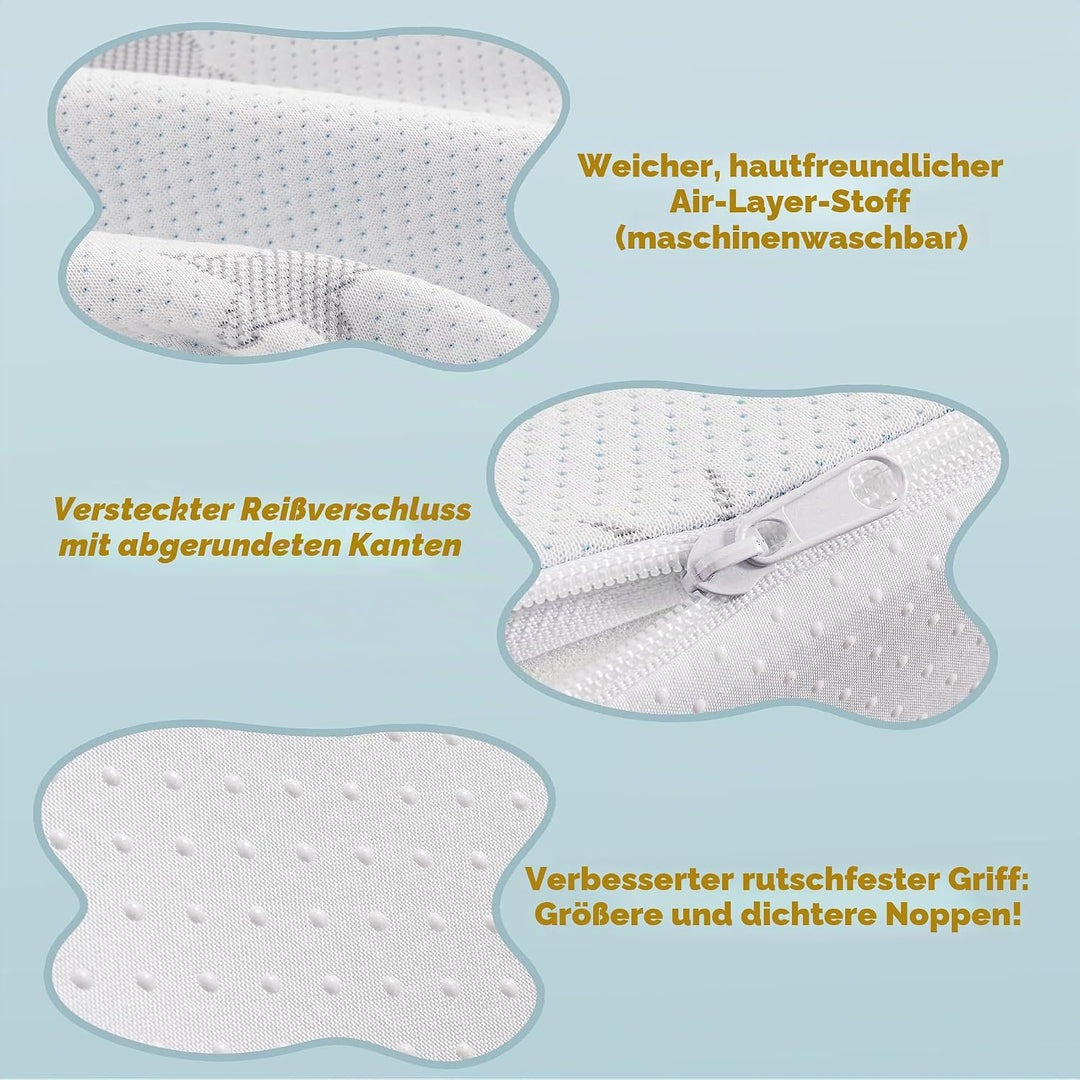 Rausfallschutz Kinderbett - Schaumstoff Bettschutz mit verstellbaren Gurten, Anti-Rutsch, Air-Layer-