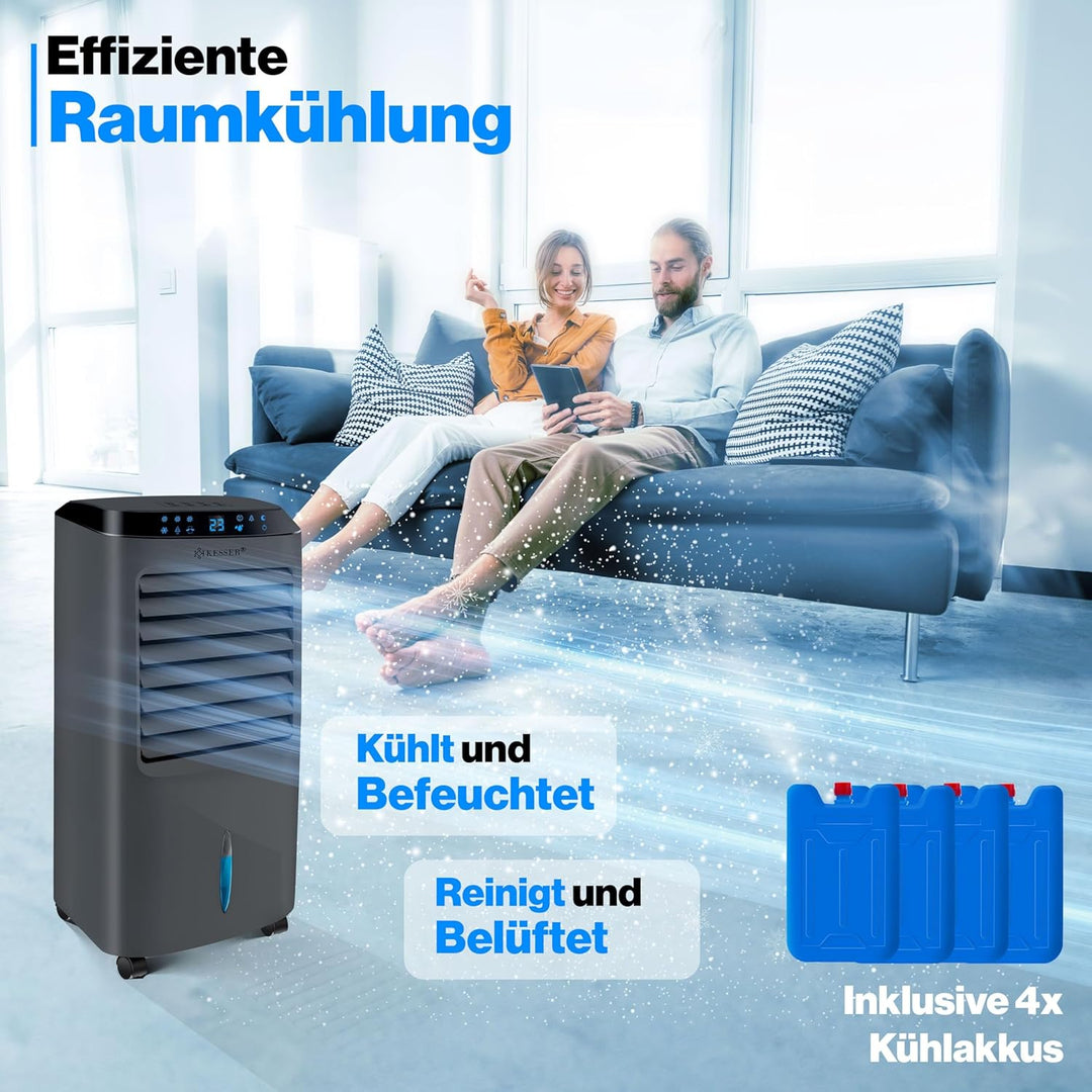 KESSER® Mobile Klimaanlage 4in1 Luftkühler – Air Cooler mit Fernbedienung & Timer, 10L Wassertank, I