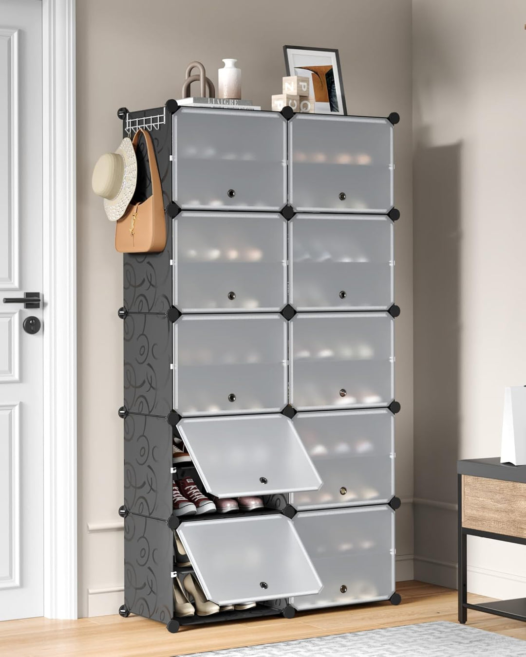 Mondeer Schuhregal, Kunststoff Schuhschrank 10 Ebenen, Schuhregal Organizer hält 40 Paar Schuhe Plat
