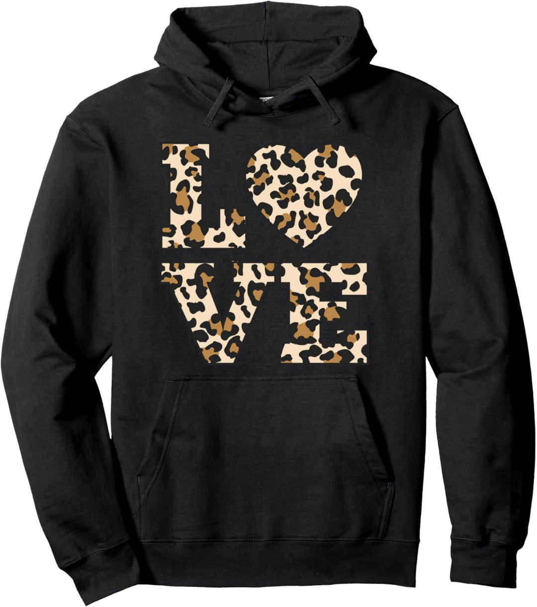 Love Leopard Valentines Pullover Hoodie