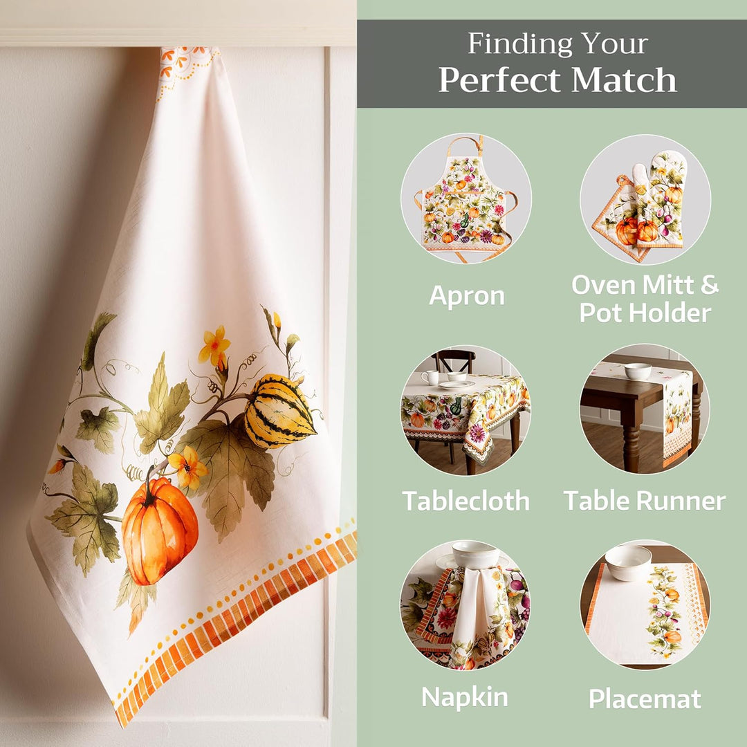 Maison d' Hermine Pumpkin Garden-Cloudy Cream 100% Baumwolle Set von 3 Multi-Purpose Küchenhandtuch