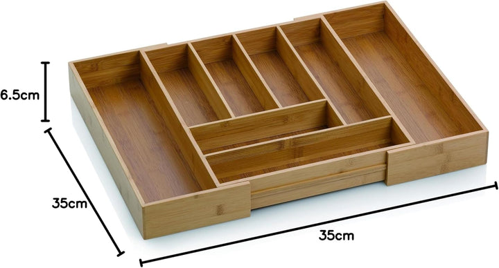 Kela Besteckkasten, Schubladeneinteiler mit 8 Fächern, Ausziehbar, 35 x 43 x 6,5 cm, Bambus, 12013,