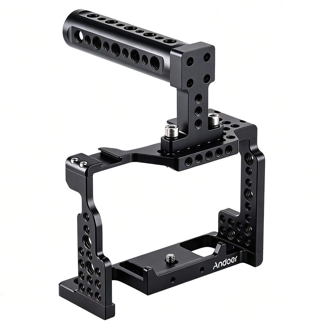 Andoer Camera Cage + Top-Griff-Kit Videofilm Filmherstellung Stabilisator Aluminiumlegierung mit kal