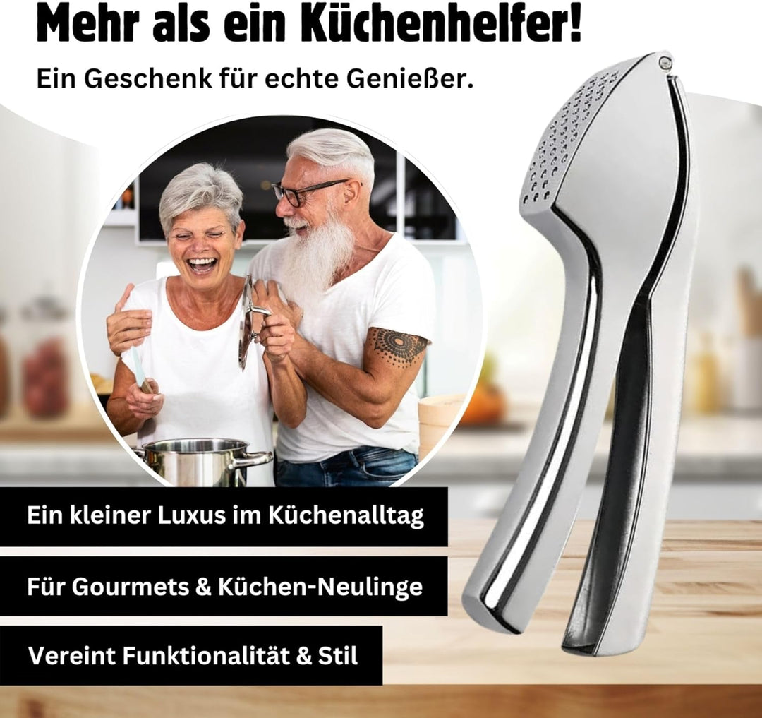 Seaside No.64 - Edelstahl Knoblauchpresse Garlic Press - Handlich & Robust - Zerkleinerer für Knobla