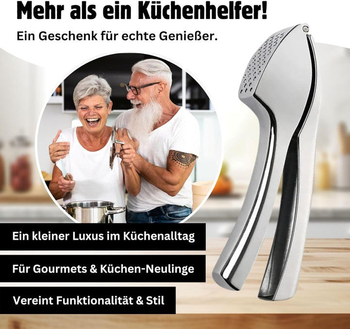 Seaside No.64 - Edelstahl Knoblauchpresse Garlic Press - Handlich & Robust - Zerkleinerer für Knobla