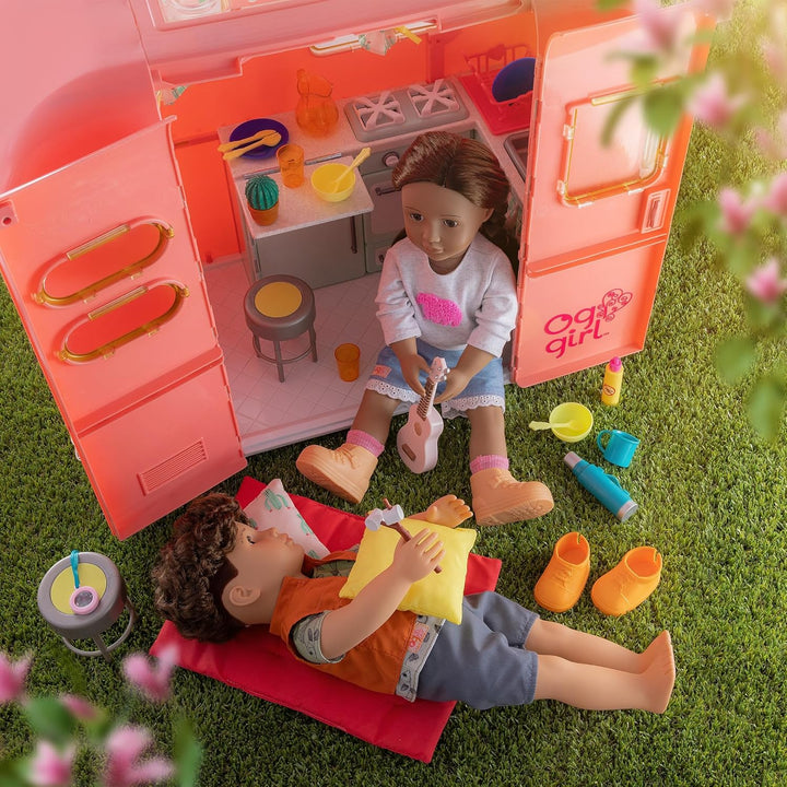 Our Generation – R.V. Seeing You Camper (Rosa) – Camping-Anhänger – Küche & Kochzubehör – 46 cm-Pupp