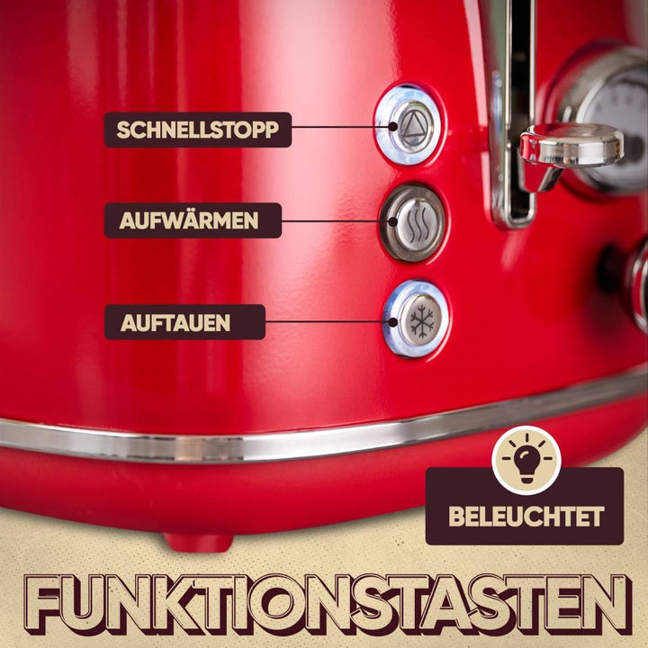 ProfiCook PC-TA 1193 Toaster 2-Scheiben-Toaster, Vintage-Look, Edelstahlgehäuse, Brötchenaufsatz, ei