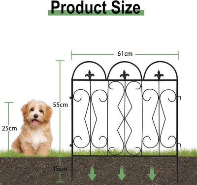 unho 5 Stück Gartenzaun Metall, Teichzaun Set Metallzaun Zaun für den Garten, Gitterzaun Set Oberbog