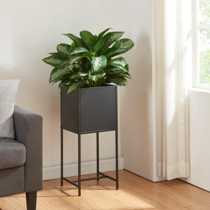 [en.casa] Blumenständer Porsgrunn Pflanzenständer mit Blumenkasten 70 x 30 x 30 cm Metall Schwarz Bl