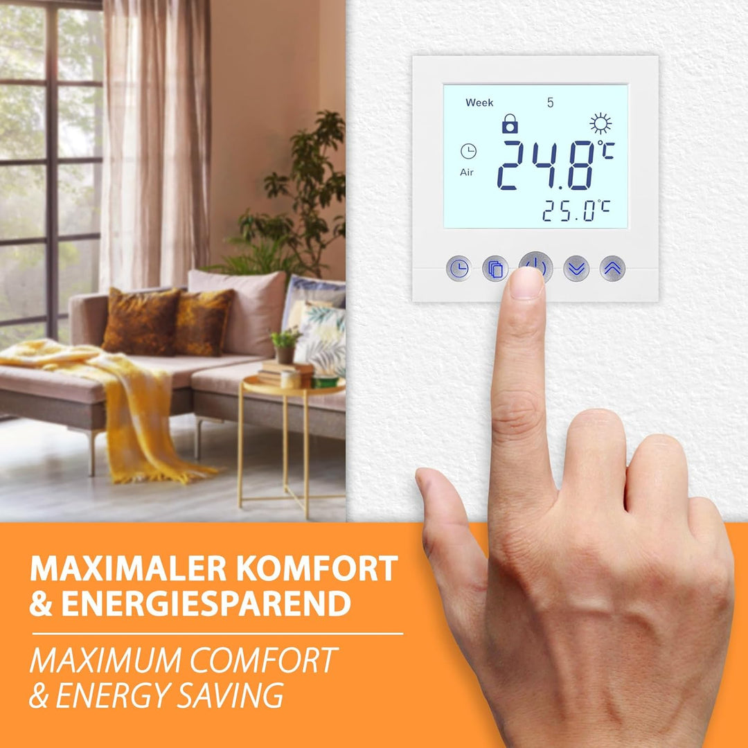 Digital Thermostat C16, Unterputz Regler Raumthermostat Thermostat für elektrische