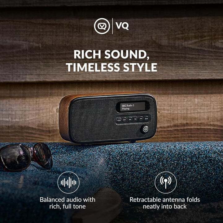 VQ Dexter Radio DAB Plus/DAB mit FM, 3 Watts Stereo Lautsprecher und LCD Bildschirm - Batteriebetrie