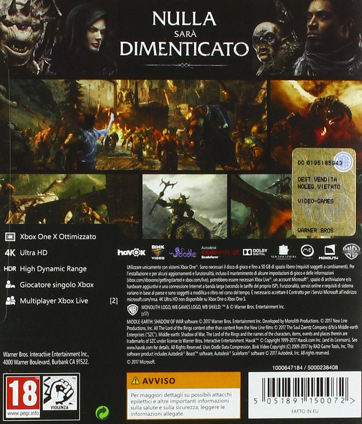 Giochi per Console Warner La Terra di Mezzo - L'Ombra della Guerra