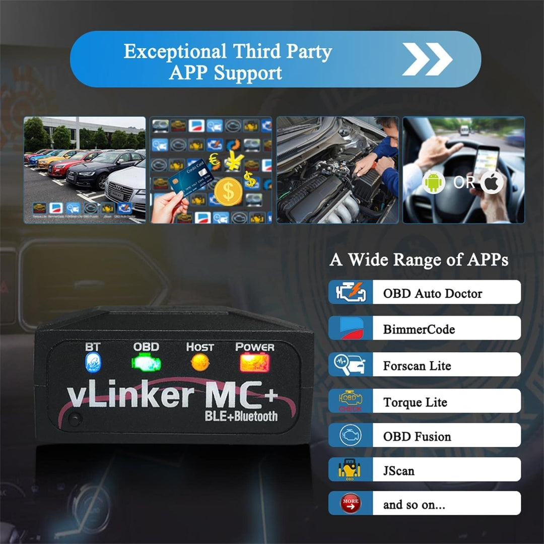 vLinker MC+ Mini Bluetooth OBD II Scanner Adapter Auto Diagnose Scan Tool und Codeleser für iPhone u