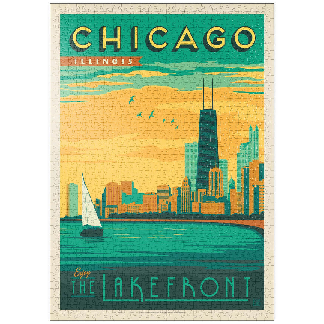 Chicago: Lakefront, Vintage Poster - Premium 1000 Teile Puzzle - MyPuzzle Sonderkollektion von Ander