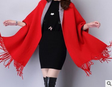 MyBeautyworld24 Frauen Kaschmir Poncho Strickjacke Strickpullover Mantel Winter Pullover Oversize Sc